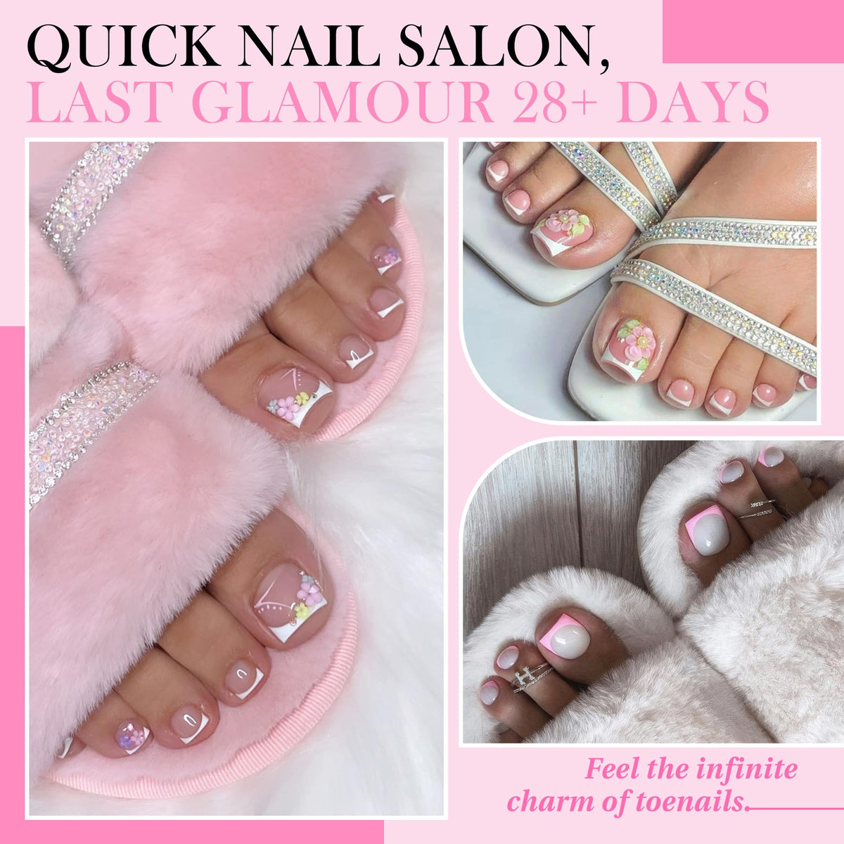 Close-up of Luckyfairy Square Toe Nail Tips showing various sizes