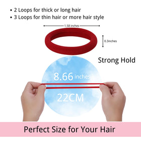 Close-up of LuSeren deep red hair ties on a white background
