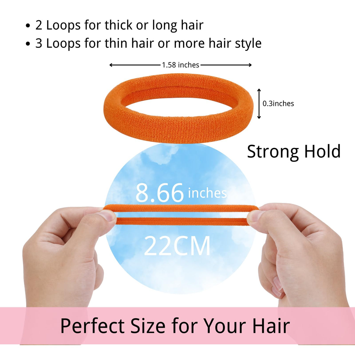 Close-up of LuSeren orange hair tie showing soft texture