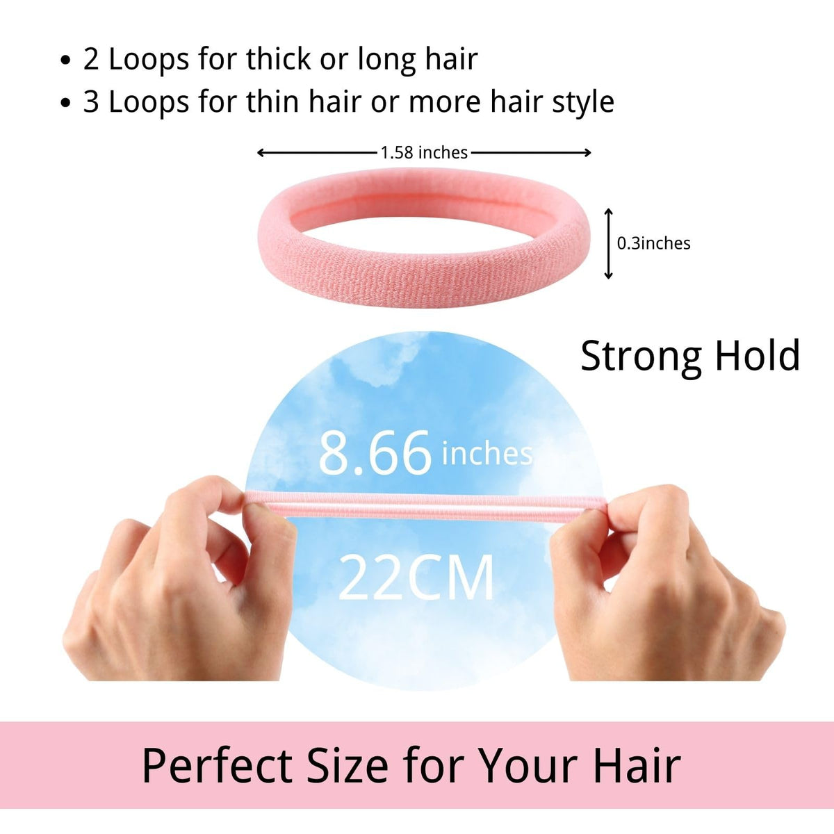 Close-up of LuSeren soft hair ties in light colours
