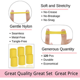 Close-up of LuSeren yellow hair ties showing texture