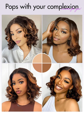 Close-up of LUVME HAIR Ombre Brown Bob Wig lace