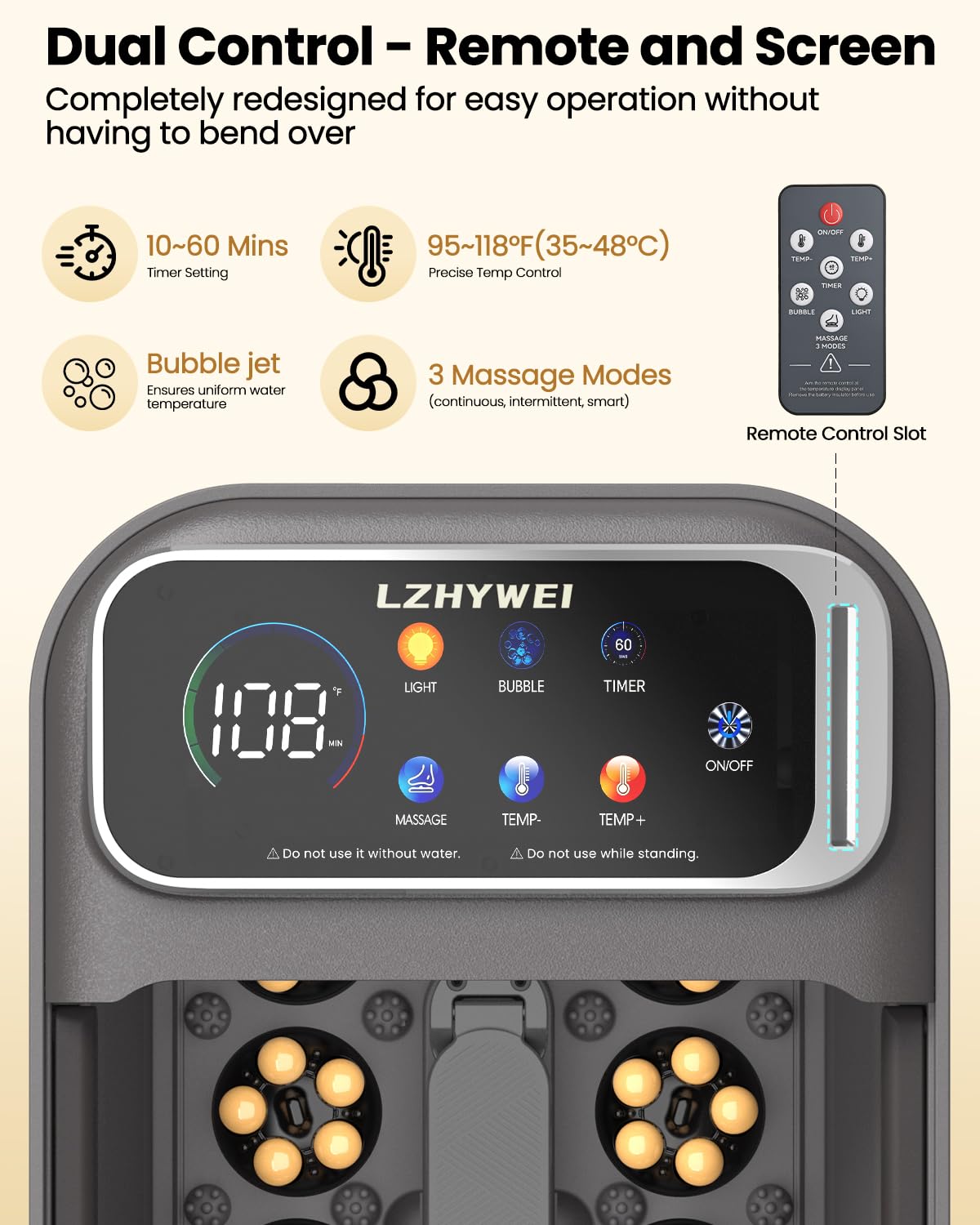 Close-up of LZHYWEI Foot Spa with bubble jets