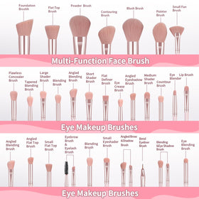 Close-up of MAANGE makeup brush handles with labels