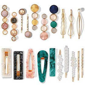 Close-up of macaron hair clips in various colours