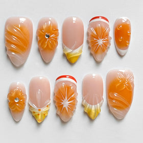 Close-up of MAGLFELL 3D Shell Press On Nails with unique patterns