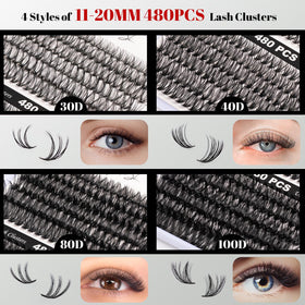 Close-up of Magnetic SL Lash Clusters showing different lengths