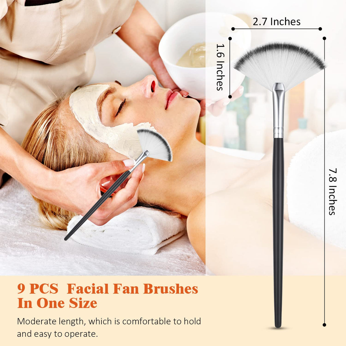 Close-up of Maitys facial fan brush with soft bristles