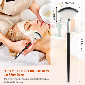Close-up of Maitys facial fan brush with wooden handle