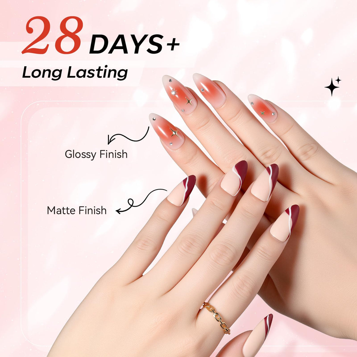 Close-up of Makartt glossy finish on nails