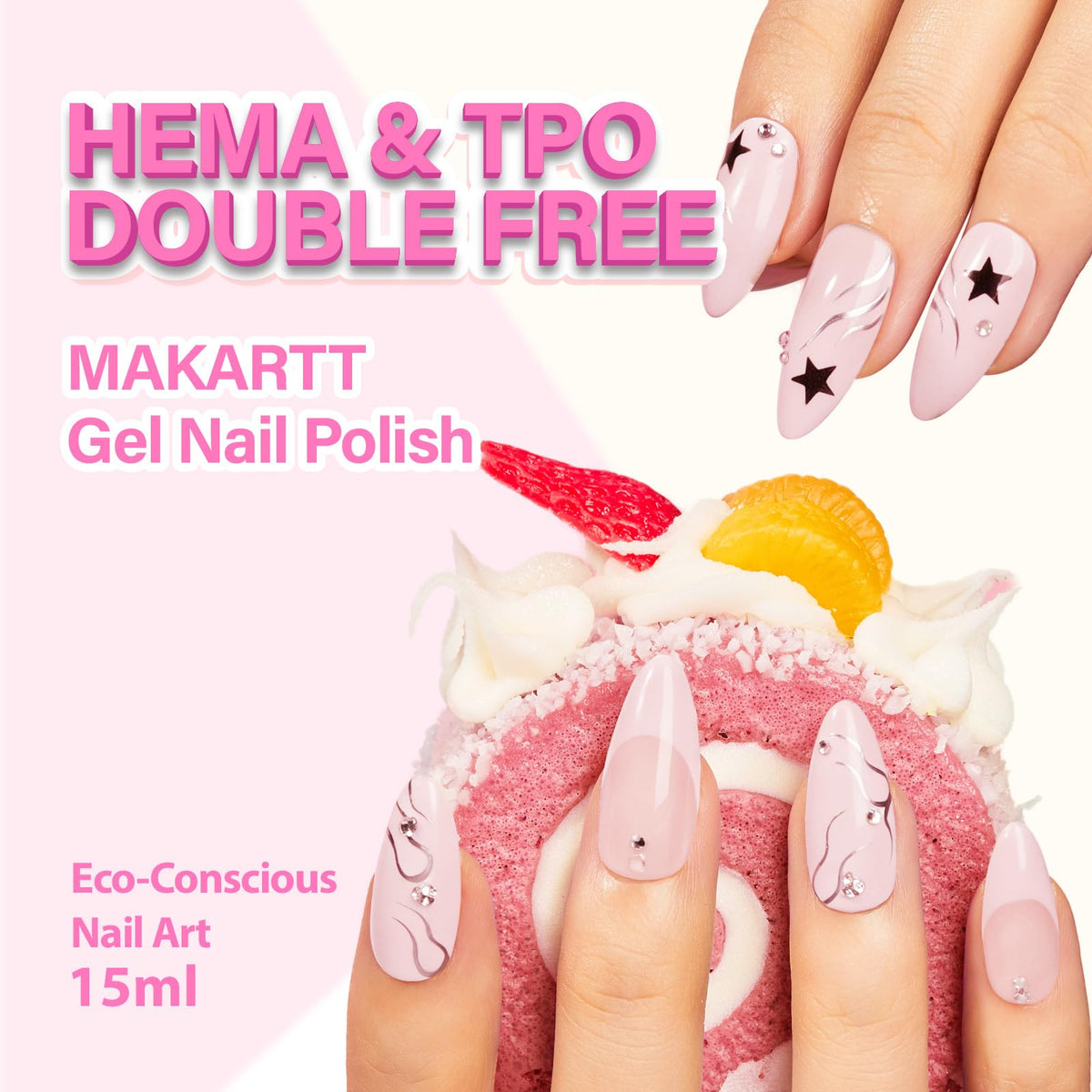 Close-up of Makartt Milky Pink Gel Nail Polish brush and formula