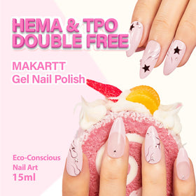 Close-up of Makartt Milky Pink Gel Nail Polish brush and formula