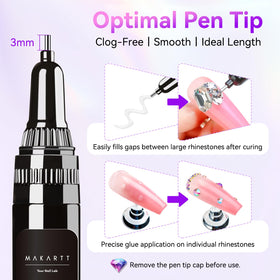 Close-up of Makartt Nail Rhinestone Glue pen tip for precision