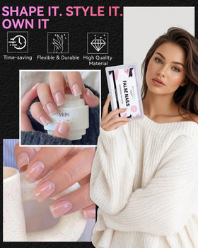 Close-up of Makartt Short Duck Nail Tips showcasing flared shape