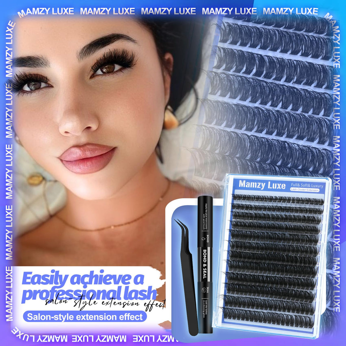 Close-up of Mamzy Luxe 80D D Curl Lashes Clusters