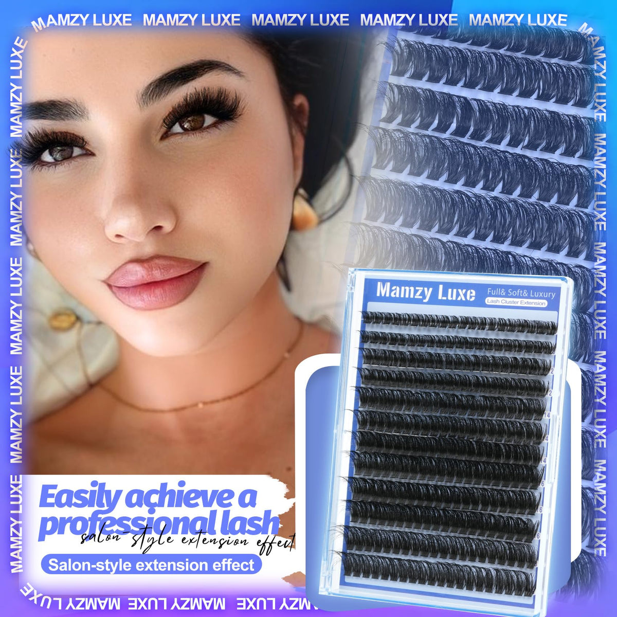 Close-up of Mamzy Luxe Lash Clusters showing individual lashes