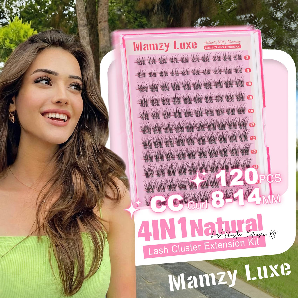 Close-up of Mamzy Luxe Wispy Lash Clusters showing CC curl