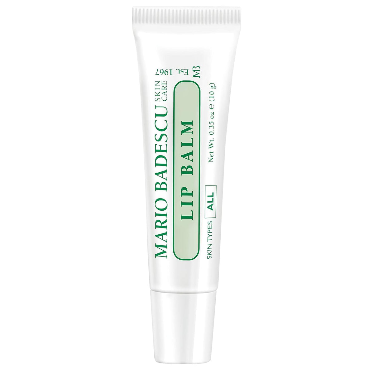 Close-up of Mario Badescu Lip Balm tube showing texture