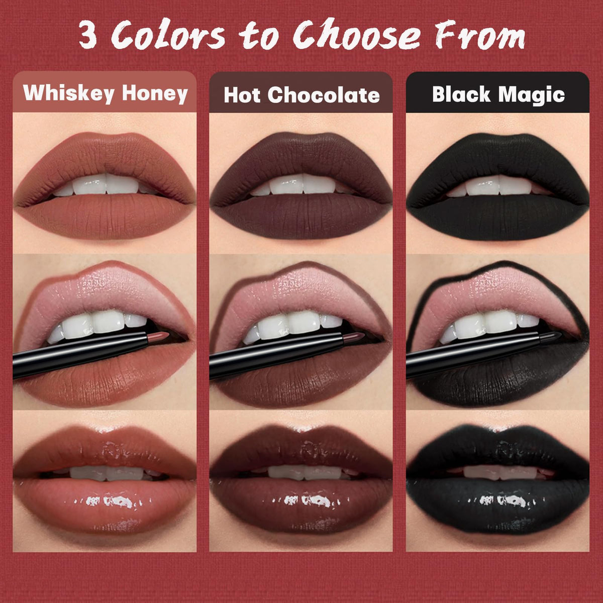 Close-up of matte and glossy finishes from QiBest set