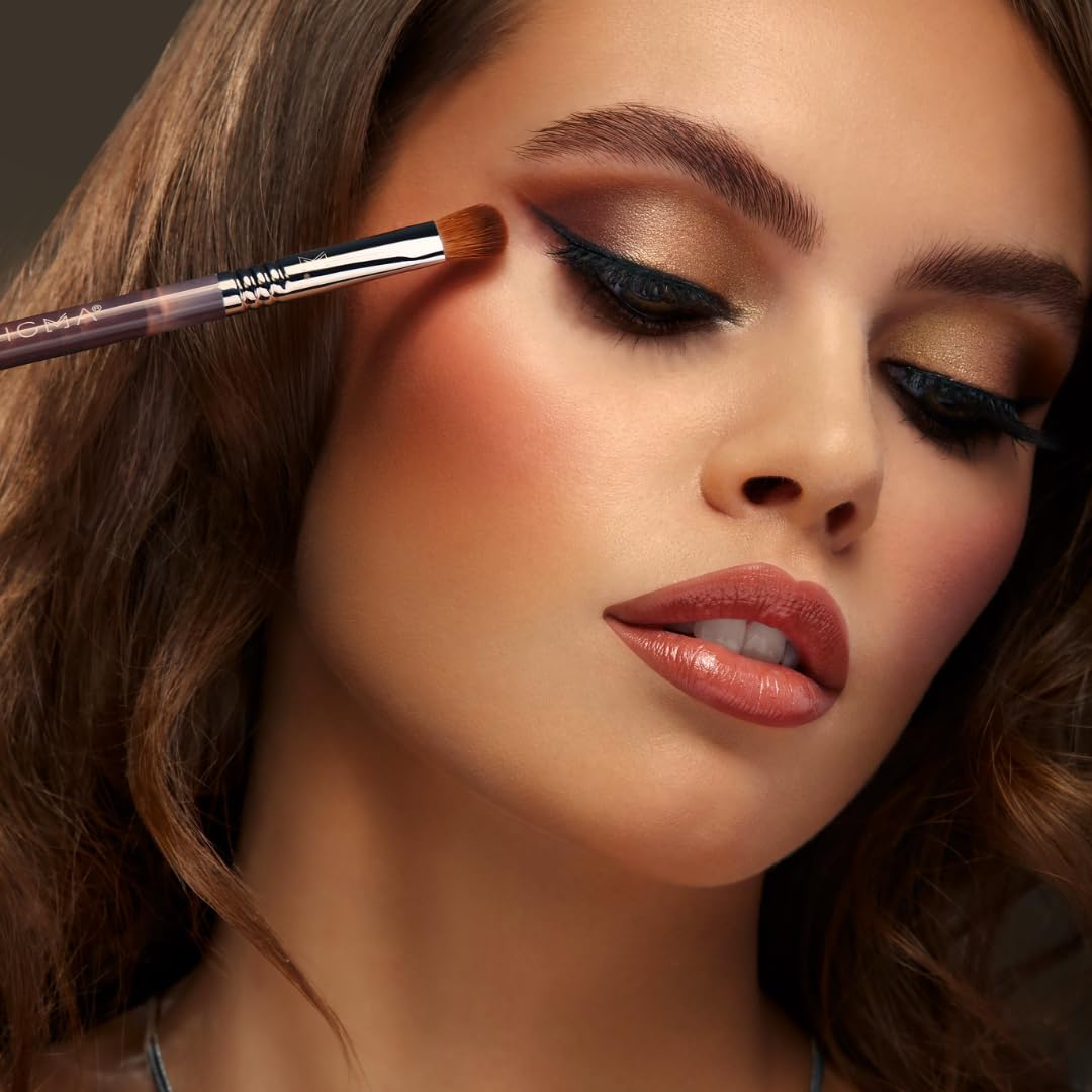 Close-up of matte and metallic shades in palette