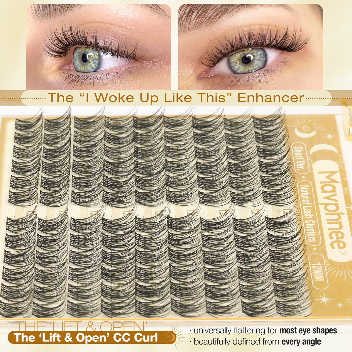Close-up of Mavphnee 12MM Natural Eyelash Clusters
