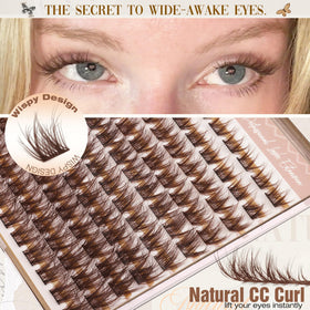 Close-up of Mavphnee Brown Cluster Lashes showing fluffy texture
