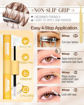 Close-up of Mavphnee brown lash clusters in 8-12MM