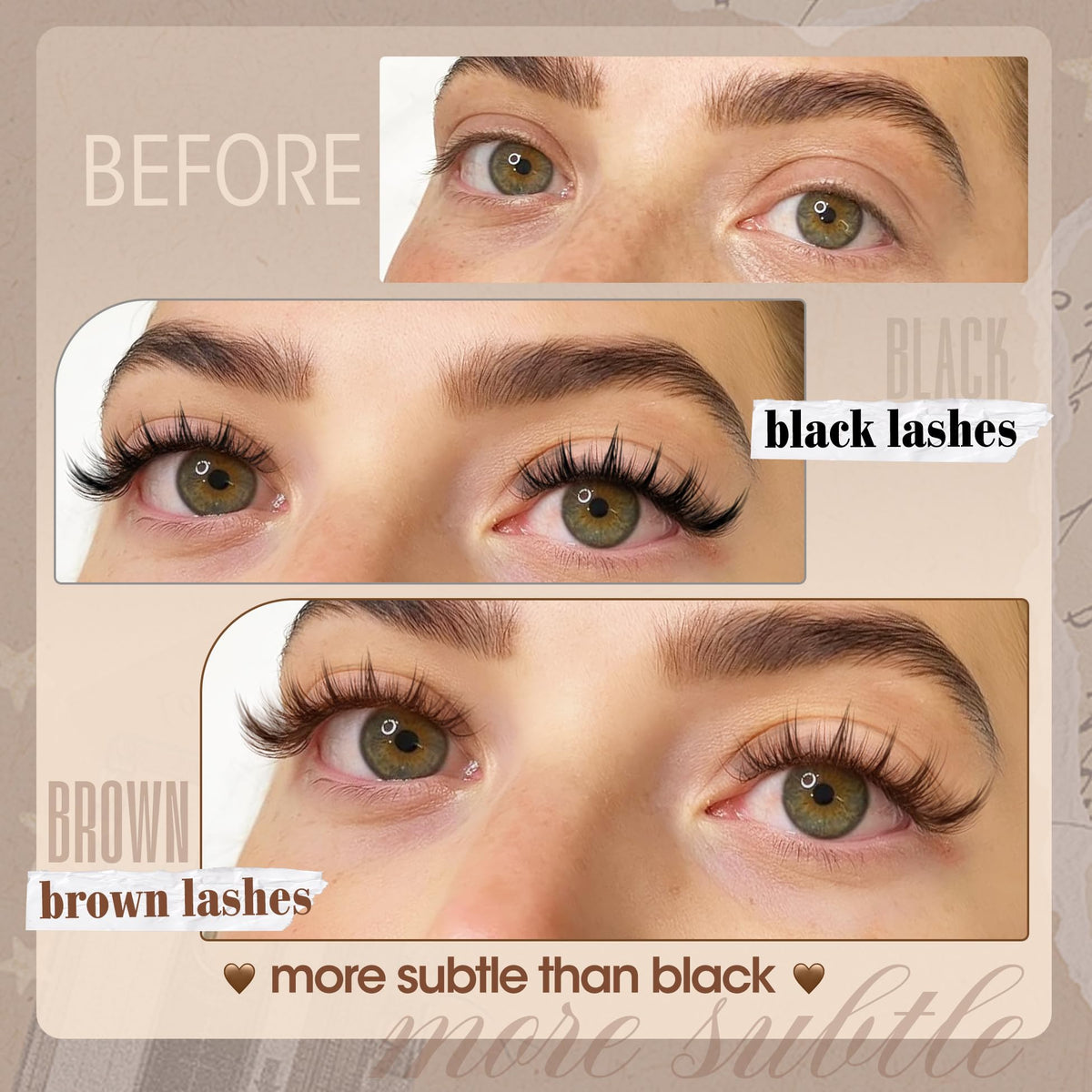 Close-up of Mavphnee Brown Lash Clusters in packaging