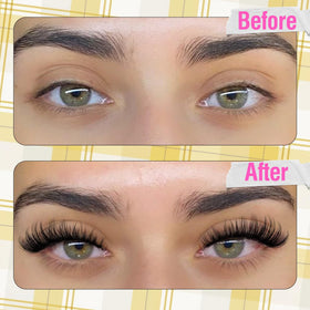 Close-up of Mavphnee D-Curl lash clusters