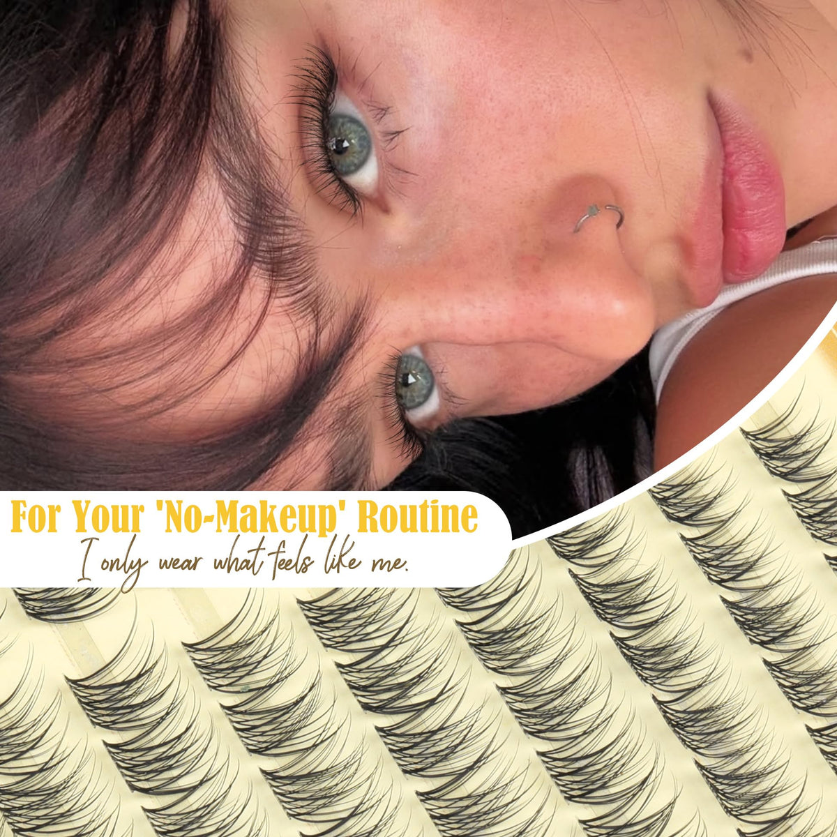 Close-up of Mavphnee lash clusters in 8mm, 10mm, and 12mm