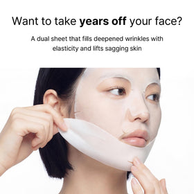 Close-up of MEDIHEAL Retinol Collagen Lifting Mask with visible texture