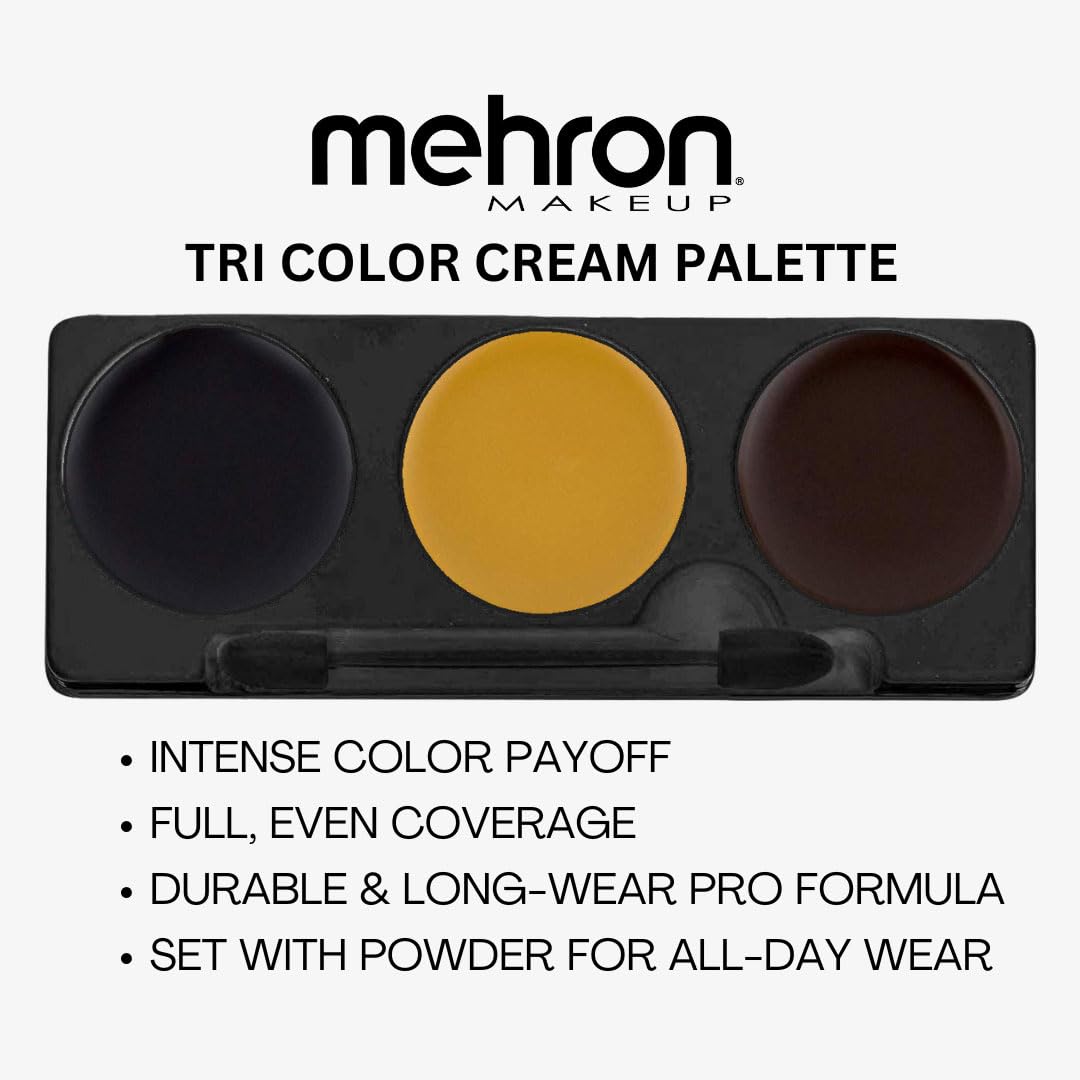 Close-up of Mehron greasepaint shades in the Halloween palette