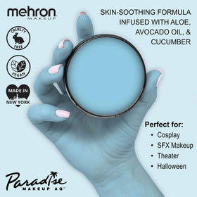 Close-up of Mehron Light Blue body paint texture