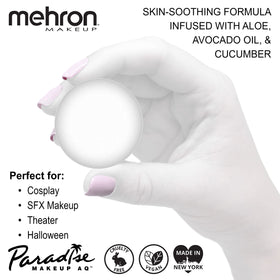 Close-up of Mehron Paradise Makeup AQ Refill White 7ml packaging