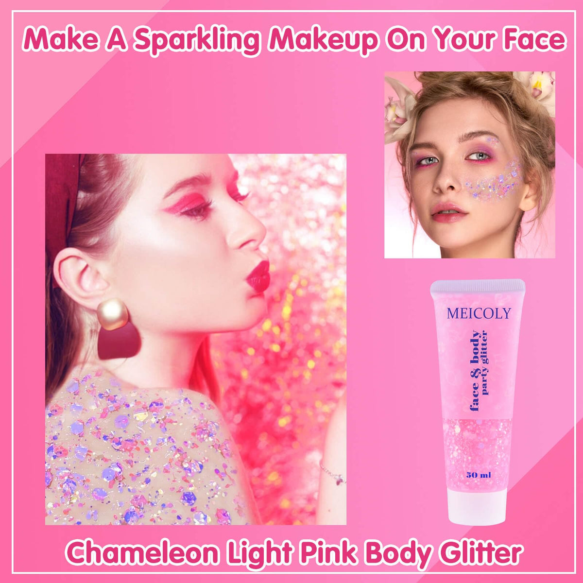 Close-up of MEICOLY Chameleon Body Glitter showing sparkling texture