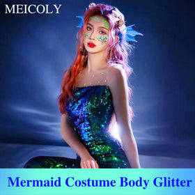Close-up of MEICOLY Chameleon Green Body Glitter texture