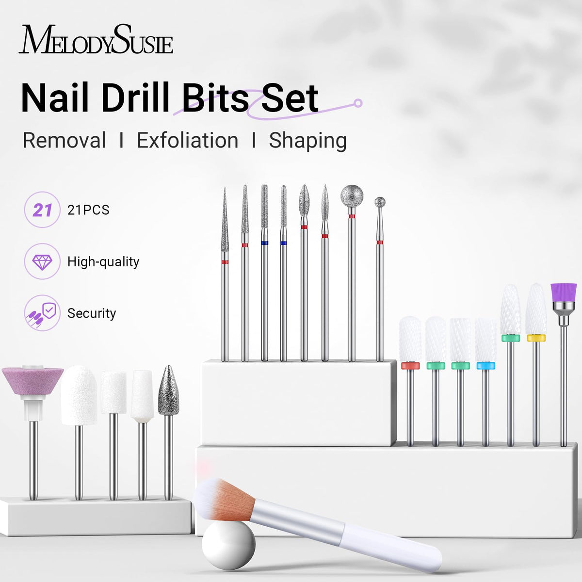 Close-up of MelodySusie ceramic nail file bits