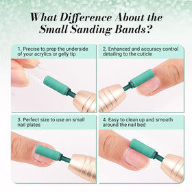 Close-up of MelodySusie mandrel bit with sanding bands attached