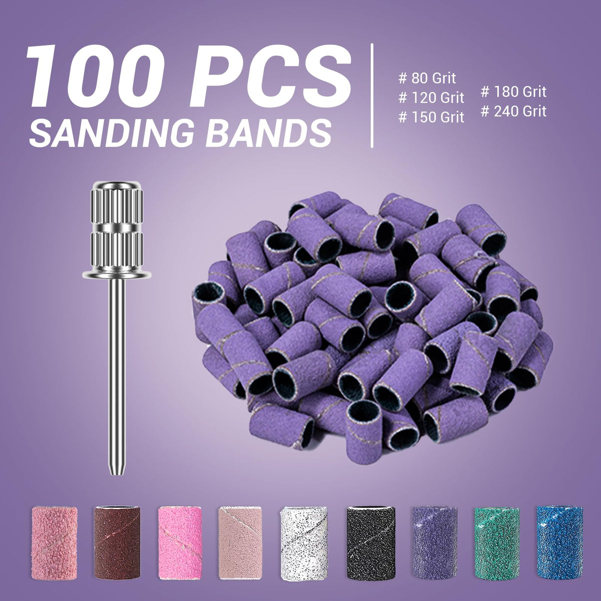 Close-up of MelodySusie sanding bands showing grit