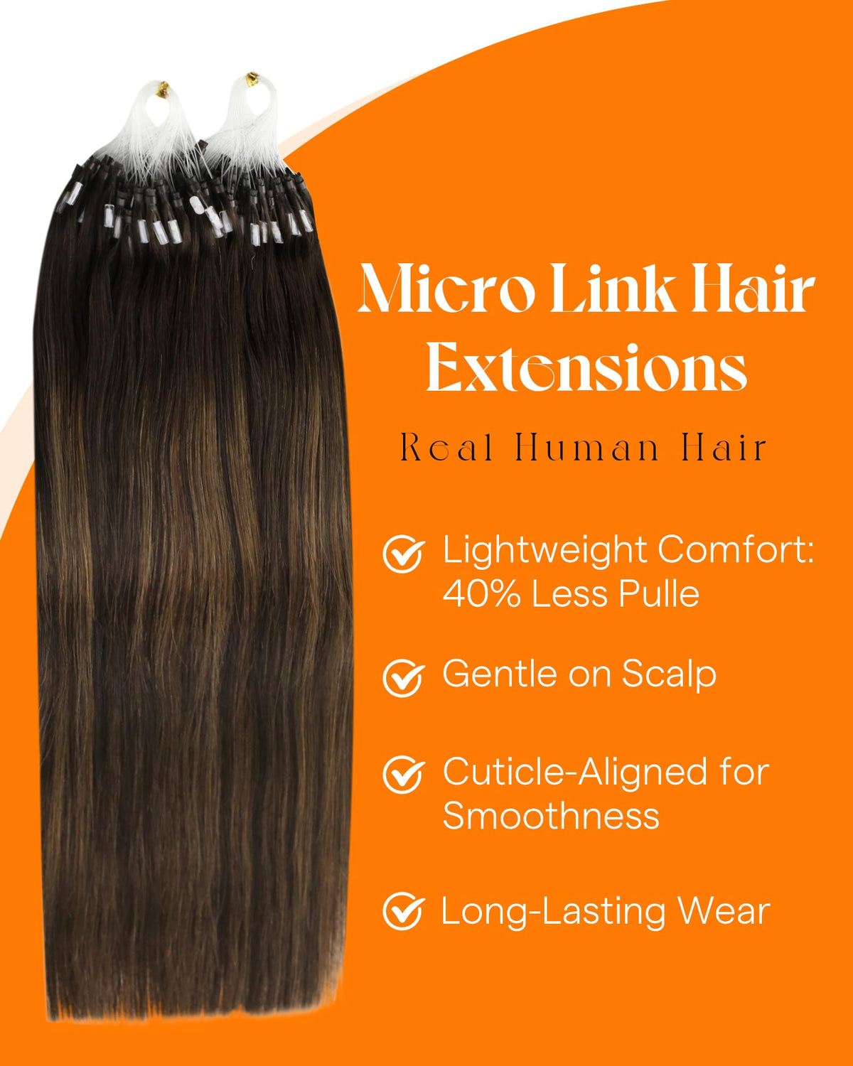 Close-up of micro link beads on Sunny Hair Extensions