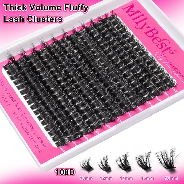 Close-up of MilyBest cluster lashes in tray