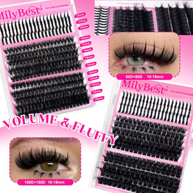 Close-up of MilyBest eyelash tweezers and brushes