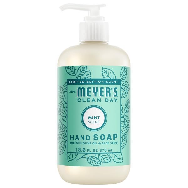 Close-up of Mint scent bottle from Mrs. MEYER'S Liquid Hand Soap Variety Pack