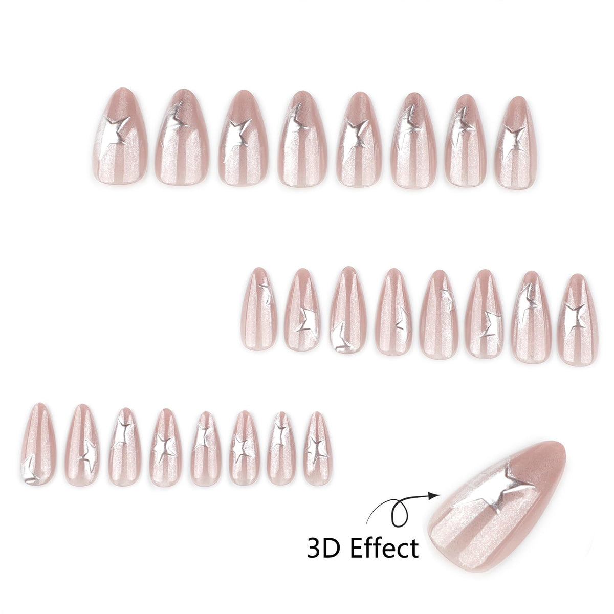 Close-up of Mivota almond cat eye nails with glossy finish