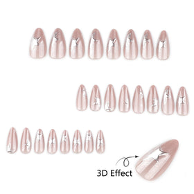 Close-up of Mivota almond cat eye nails with glossy finish