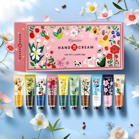 Close-up of MIYUELENI Hand Creams showing various scents