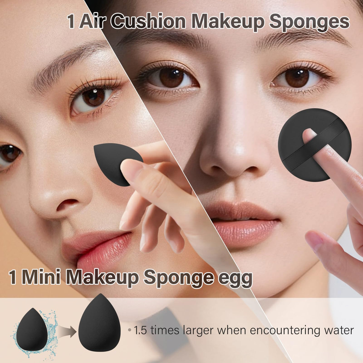 Close-up of Mlemle makeup brushes with labels
