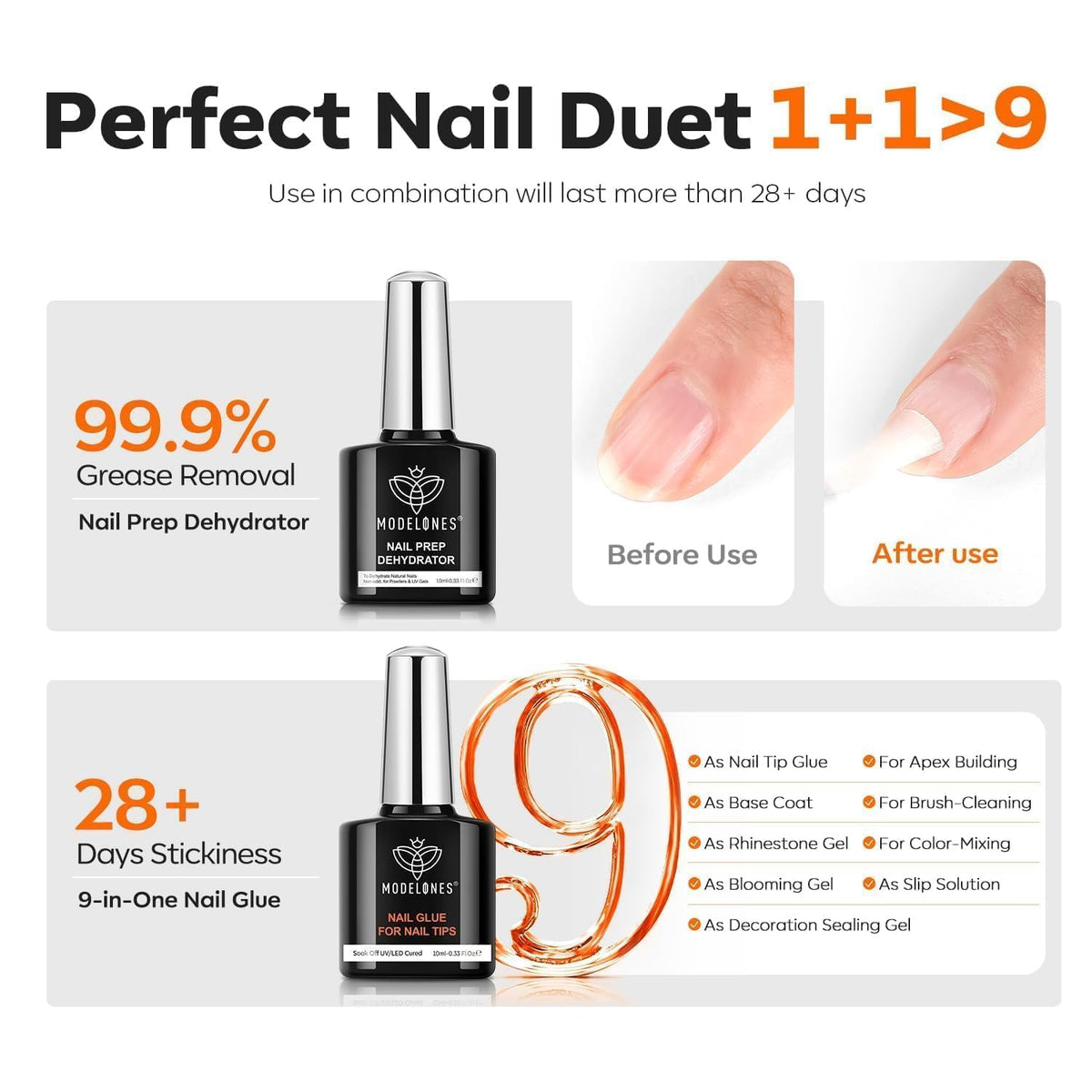Close-up of modelones 9-in-One nail glue gel