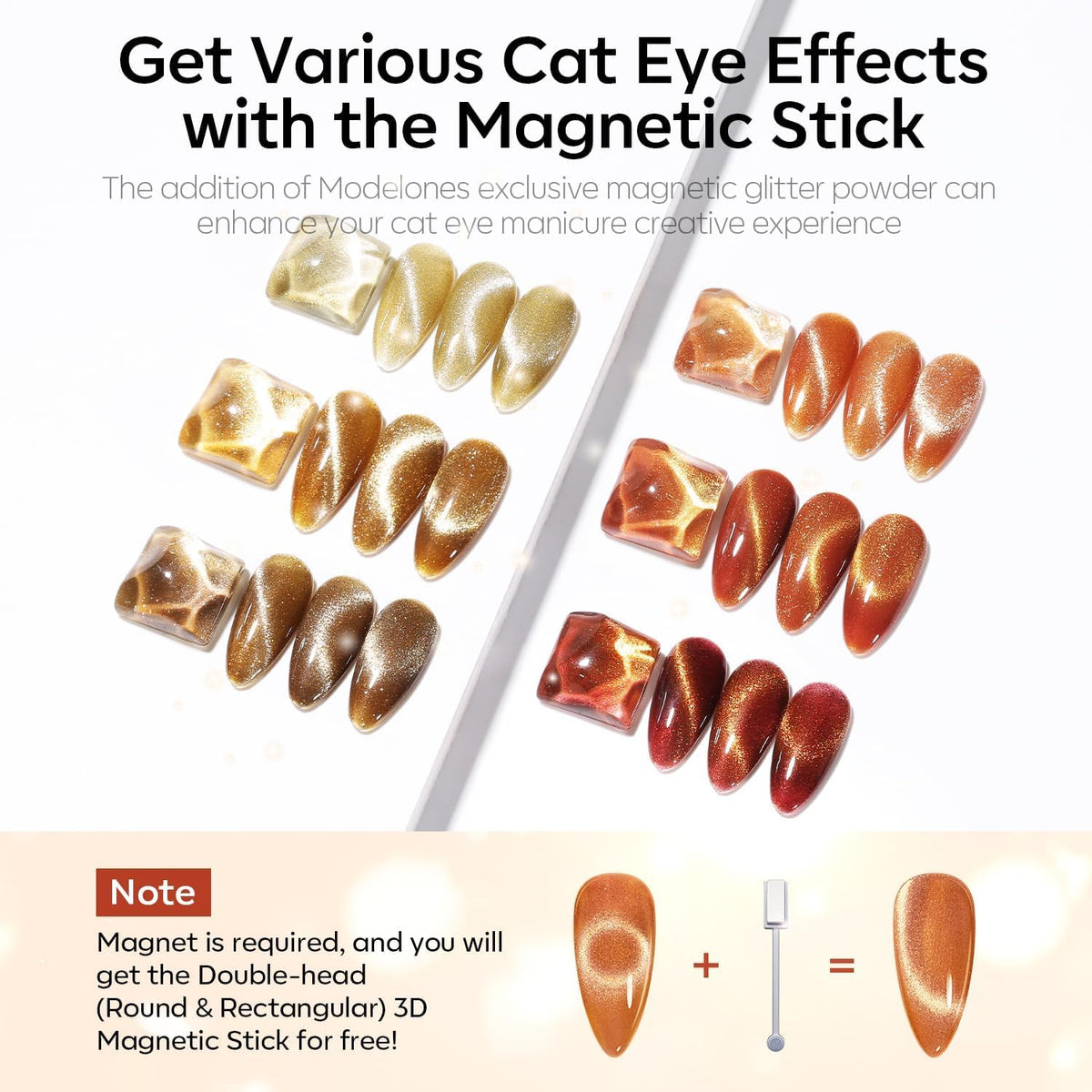 Close-up of modelones Cat Eye Gel Nail Polish in orange shade