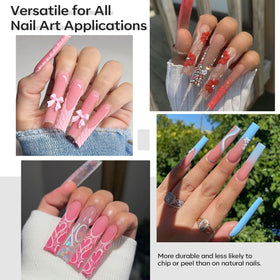 Close-up of Modelones Long Square Nail Tips showing size options